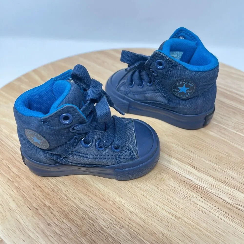 Converse All Star Toddler Baby Boys Blue High Top Sneaker Shoes Size 2